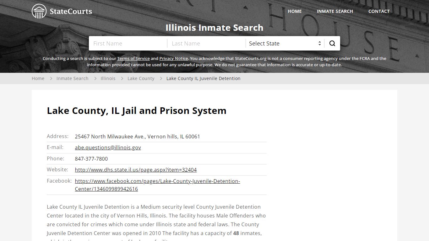 Lake County IL Juvenile Detention Inmate Records Search, Illinois ...