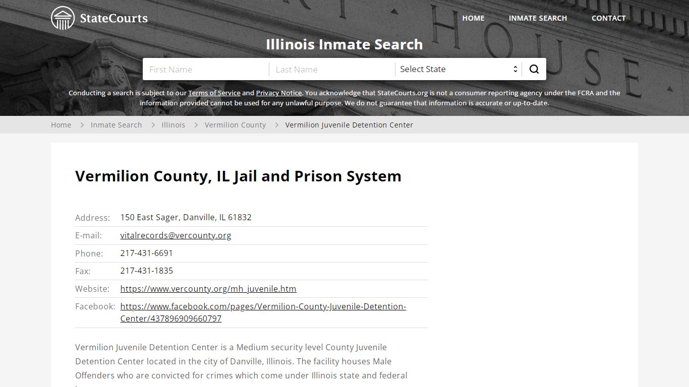 Vermilion Juvenile Detention Center Inmate Records Search, Illinois ...